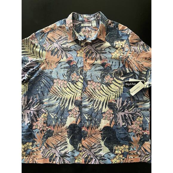 CUBAVERA Blue Tropical Floral Linen/Cotton Shirt sz 2X (NWT) | Big & Tall - Picture 2 of 7